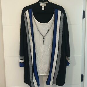 Alfred Dunner Sweater Set w/Built In Necklace- One Piece. Size 2X Like New.